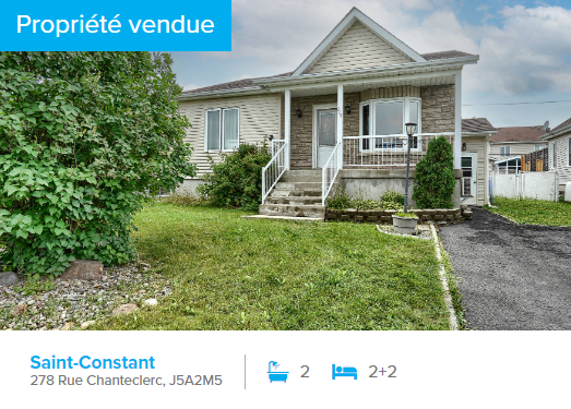 Propriété vendue à Saint-Constant — 278, rue Chanteclerc